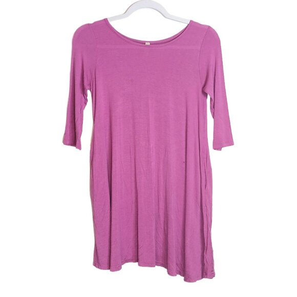 Womens Short Sleeve Soft Knit Tunic With Pockets Fuchsia Size Medium - Picture 1 of 3